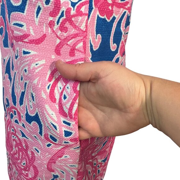 Just Taylor Size 4P Sleeveless Pink & Blue Floral Textured Shift Dress - Picture 8 of 14